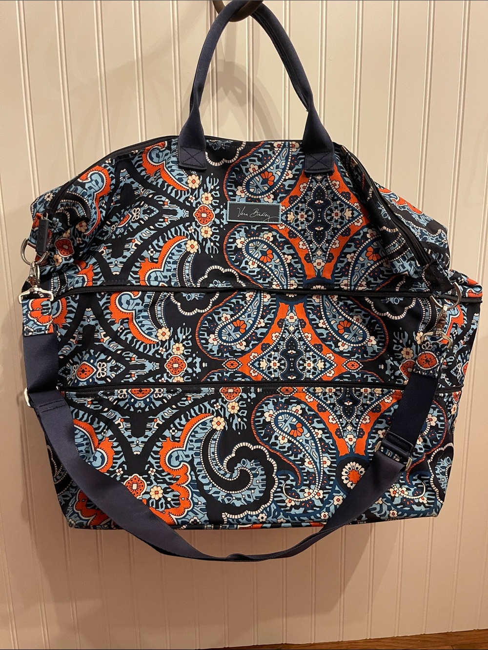 Vera Bradley Navy Orange Paisley Travel Duffel